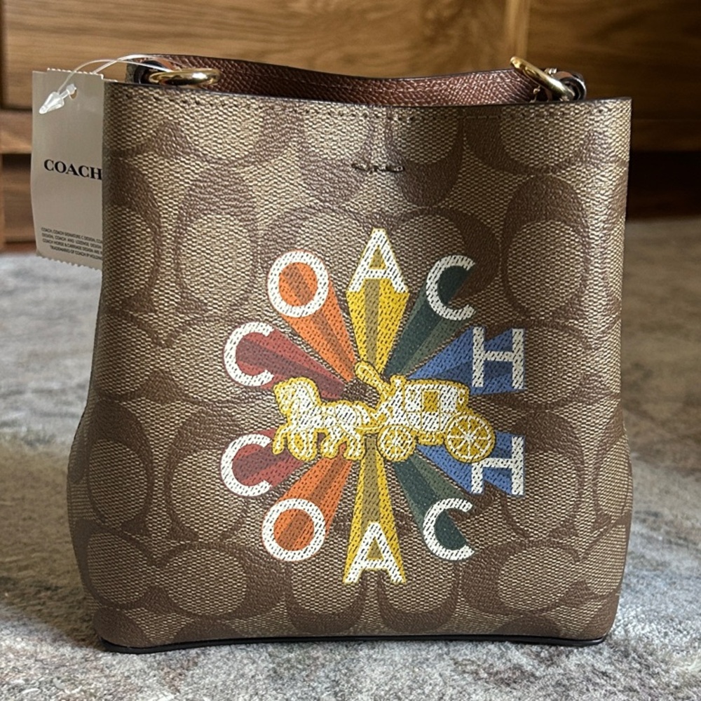 Coach Brown Bag with Multicolor Logo